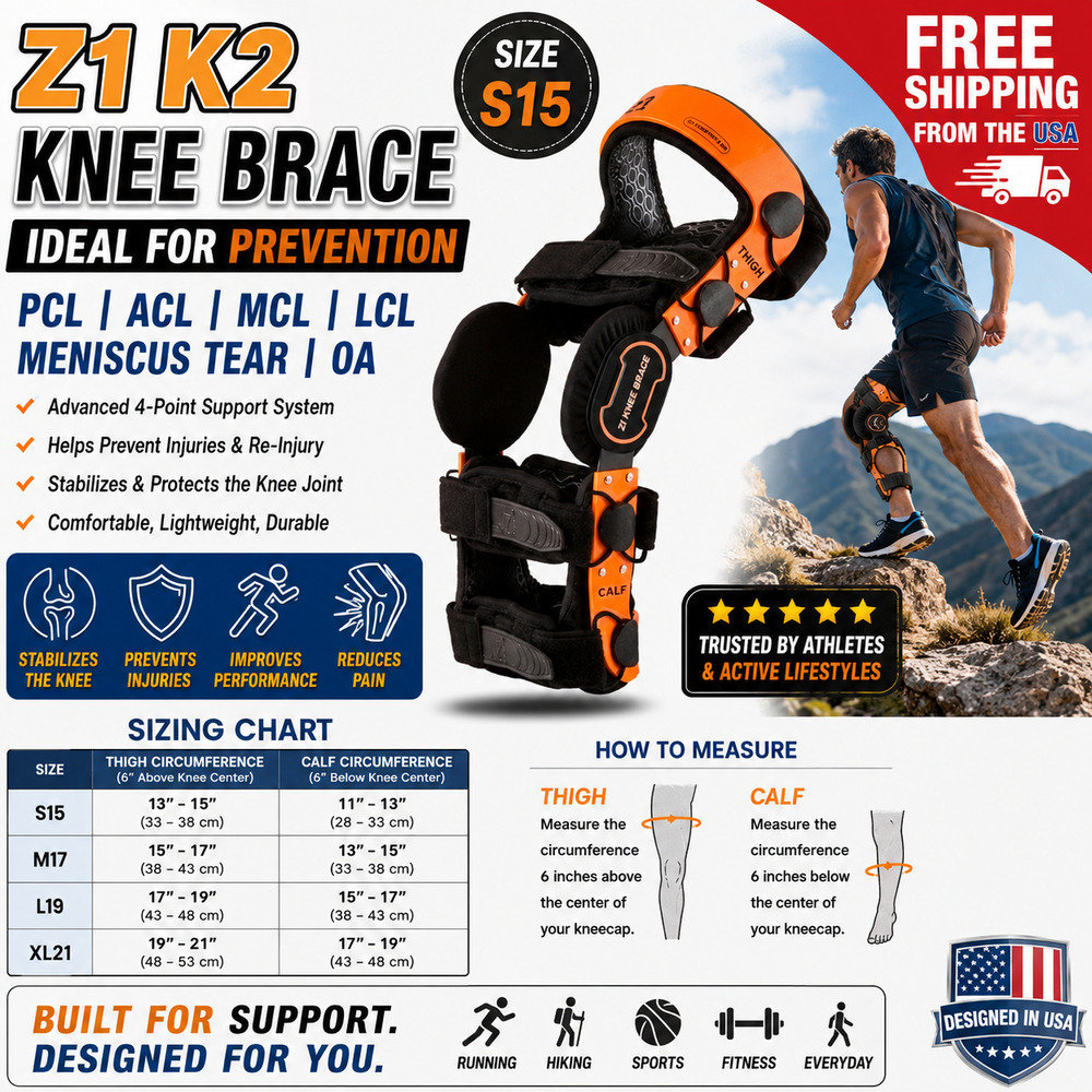 Z1 K2 Knee Brace – Ideal for Prevention PCL ACL MCL LCL/Meniscus Tear/OA S15